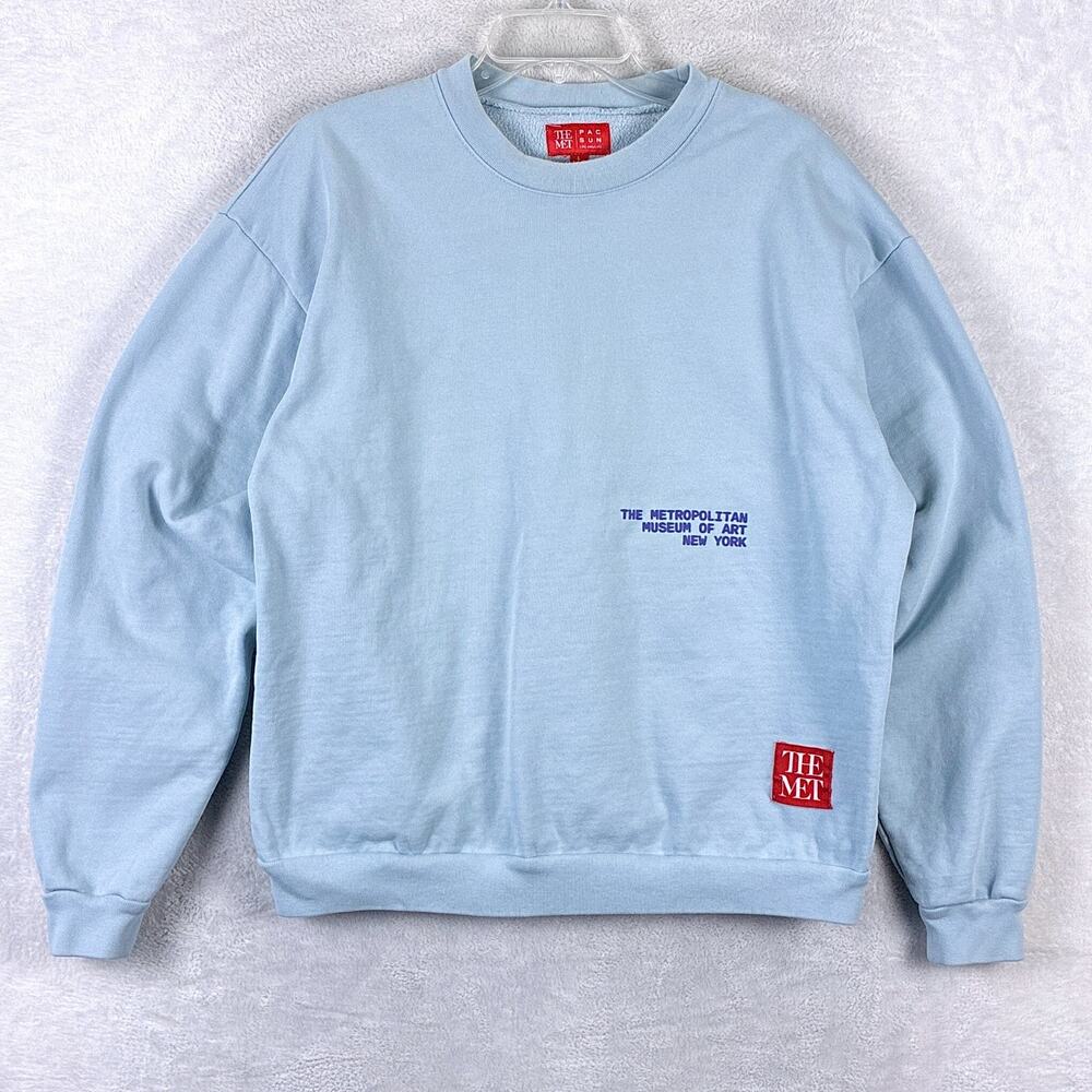 Pacsun x The Met Sweatshirt Mens L Powder Blue Fine Art Classic Preppy NYC